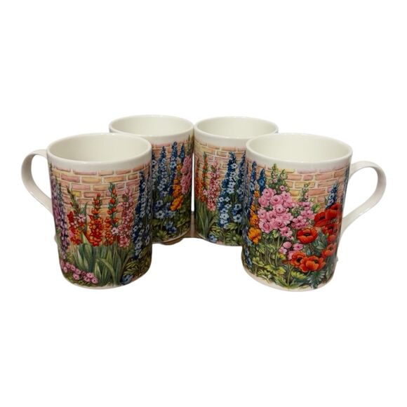 English Garden John Russell Bone China Floral All Over Mug Set of 4 - Picture 1 of 11